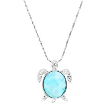 Bijoux Du Soleil Larimar Solid Turtle Pendant