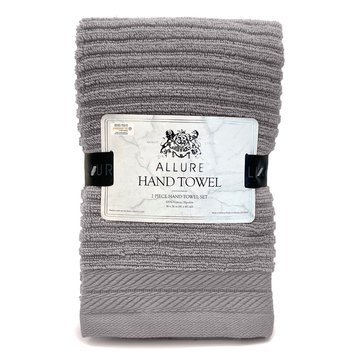 Amrapur Overseas Allure Zero Twist Ribbed 100 Percent Cotton Hand Towel, 2 Pack 