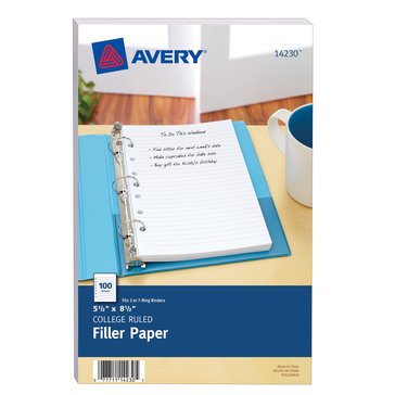 Avery Mini Binder College Ruled Filler Paper, 100-Pack