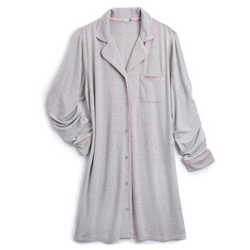 Yarn & Sea Women's Hacci Notch Collar Nightshirt