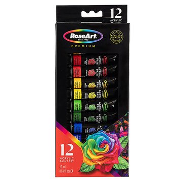 Cra-Z Art RoseArt Premium Acrylic Paint Tubes, 12-Count