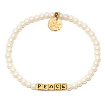Little Words Project Peace Gold Letter Beaded Stretch Bracelet