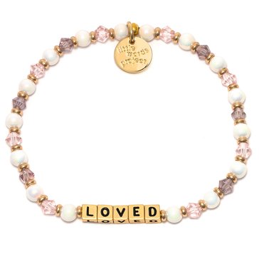 Little Words Project Loved Gold Letter Beaded Stretch Bracelet