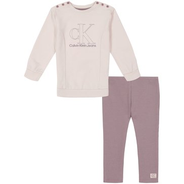 Calvin Klein Little Girls Logo French Terry Tunic Sets