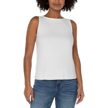 Liverpool Women's Sleeveless Rib Boat Neck Knit Top