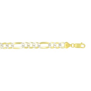 Two-Tone Figaro Diamond Cut Chain Necklace, 7.5mm