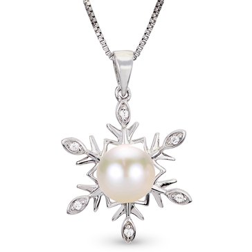 Imperial White Topaz and Freshwater Cultured Pearl Snowflake Pendant