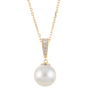 Imperial Freshwater Cultured Pearl and Created White Sapphire Drop Pendant