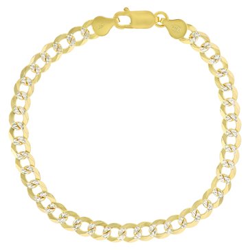 Two-Tone Curb Diamond Cut Pave Chain Bracelet, 5.8mm