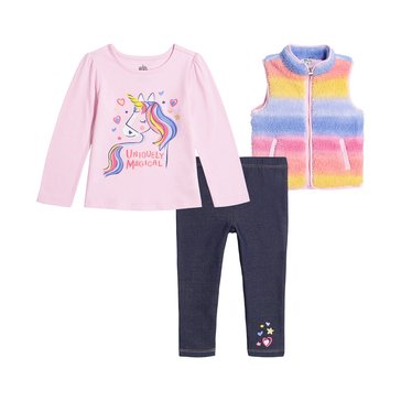 Kids' Headquarters Little Girls' 3-Piece Rainbow Sets