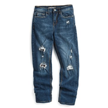 Tony Hawk Little Boys Ripped Plaid Patch Taper Jeans