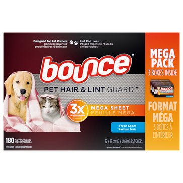 Bounce Pet Hair and Lint Guard Mega Dryer Sheets, Fresh Scent