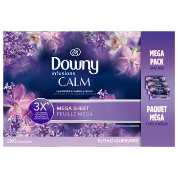 Downy Infusions Calm Mega Dryer Sheets, Lavender and Vanilla Bean