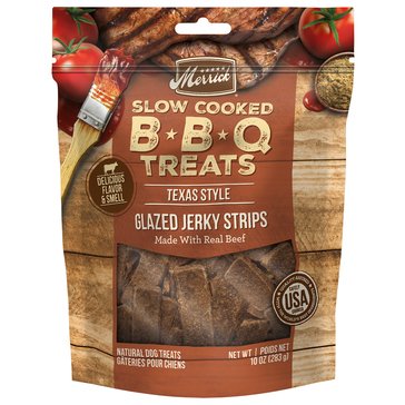 Merrick Slowed Cooked BBQ Texas Style Glazed Jerky Strips Dog Treats