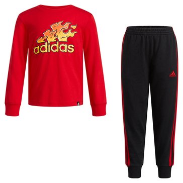 Adidas Little Boys' Long Sleeve Cotton Tee And Joggers Set