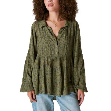 Lucky Brand Women's Floral Popover Blouse