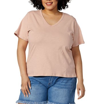 Yarn & Sea Women's Short Sleeve Jersey V-Neck Top (Plus Size)