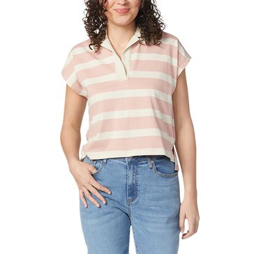 Yarn & Sea Women's Short Sleeve Contrast Collar Top (Plus Size)