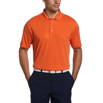 PGA Tour Men's Short Sleeve Air Flux Solid Mesh Ribbed Collar Polo