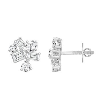 DREAMFUSION4 3 1/2 cttw Lab Grown Diamond Round Cut and Emerald Cut Cluster Stud Earrings