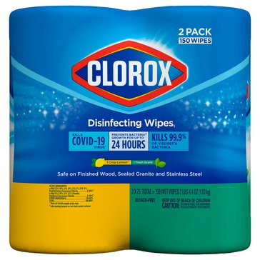 Clorox Disinfecting Wipes Value Pack 2x75, Lemon Scent and Fresh Scent