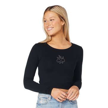 Fivestar General Women's Long Sleeve Cutout Fitted Top Juniors