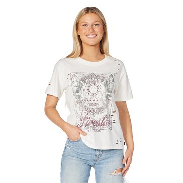 Fivestar General Women's Short Sleeve Sundial Deconstructed Boyfriend Tee Juniors