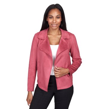 Emaline Women's Faux Suede Crop Moto Jacket  (Petites)