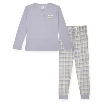 Sleep On It Big Girls' Plaid Jogger 2-Piece Sets