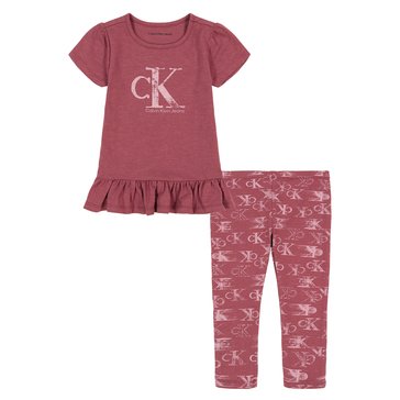 Calvin Klein Toddler Girls' Logo Slub Jersey Tunic Sets
