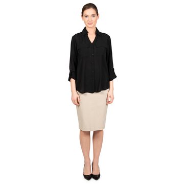 Emaline Women's Georgette Roll Sleeve Utility Blouse  (Petites)