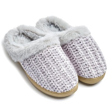 Isotoner Women's Textured Chenille Hoodback Slipper