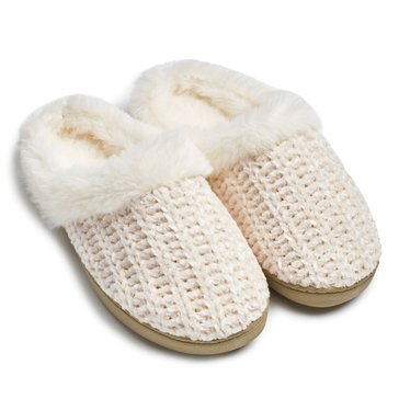 Isotoner Women's Textured Chenille Hoodback Slipper