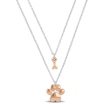 Sofia B. Pink Paw & Bone Two-Strand Charm Necklace
