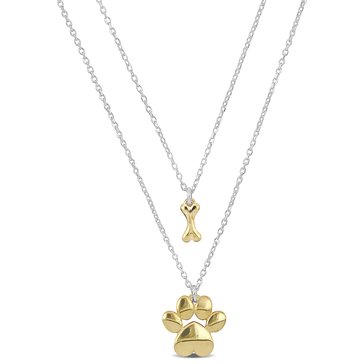 Sofia B. Yellow Paw & Bone Charm Double Strand Necklace