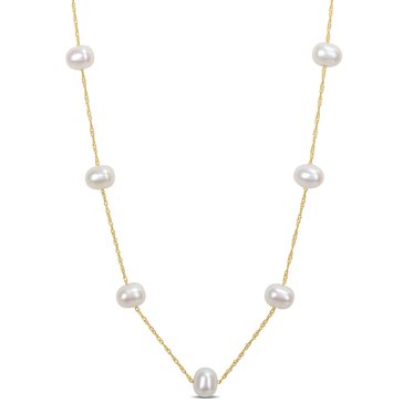 Sofia B. 10K Yellow Gold Freshwater Cultured Pearl Tin Cup Rope Chain Necklace