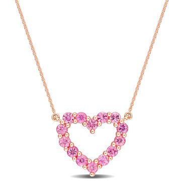 Sofia B. 1 1/8 cttw Pink Sapphire Heart Pendant Necklace
