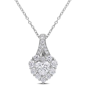 Sofia B. 2 cttw Created Moissanite Halo Heart Pendant Necklace
