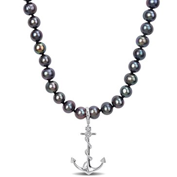 Sofia B. Freshwater Cultured Black Pearl Anchor Necklace