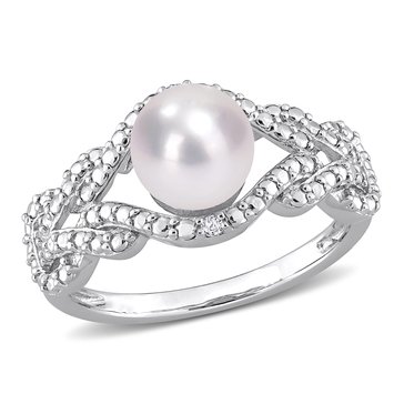 Sofia B. Freshwater Cultured Pearl and Diamond Accent Infinity Ring