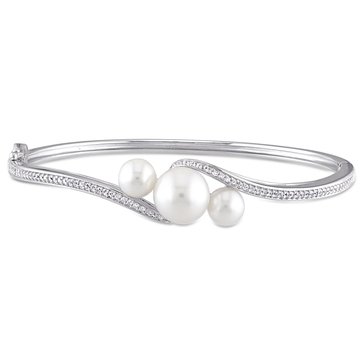 Sofia B. Freshwater Cultured Pearl and Created White Sapphire Bangle