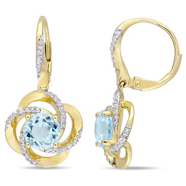 Sofia B. 5 1/4 cttw Sky Blue White Topaz Leverback Earrings