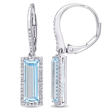 Sofia B. 6 1/2 cttw Sky Blue Topaz and White Sapphire Leverback Earrings