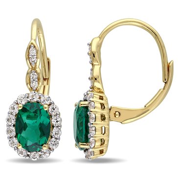 Sofia B. 1/25 cttw Diamond and 2 1/4 cttw Created Emerald White Topaz Leverback Earrings