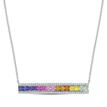 Sofia B. 3 3/8 cttw Multi-Color Created Sapphire Necklace