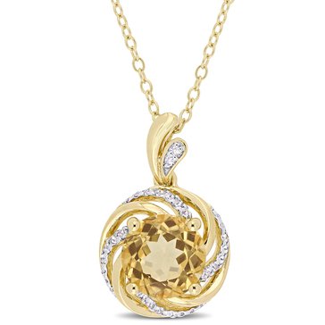 Sofia B. 1/100 cttw Diamond and 2 cttw Citrine White Topaz Pendant