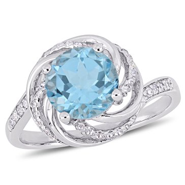 Sofia B. 1/25 cttw Diamond and 2 1/2 cttw Sky Blue White Topaz Ring