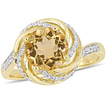 Sofia B. 1/25 cttw Diamond and 2 cttw Citrine White Topaz Ring