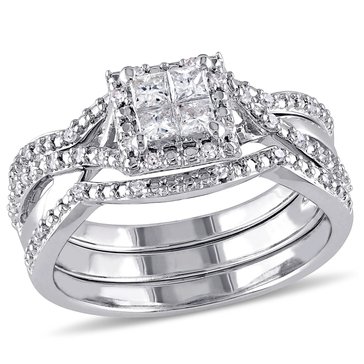 Sofia B. 1/2 cttw Princess Cut Halo Diamond Bridal Set