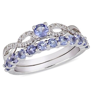 Sofia B. 1/10 cttw Diamond and 1 cttw Tanzanite 2-Piece Ring Set
